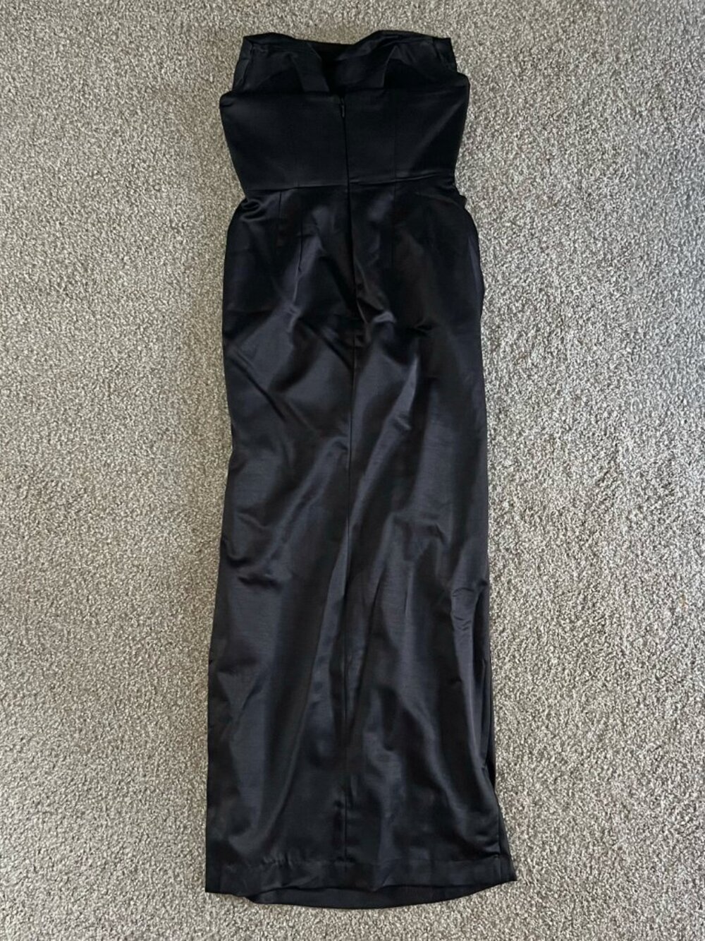 House of CB Adrienne Black Satin Strapless Corset Maxi Dress Formal Sexy Size L - Picture 4 of 10